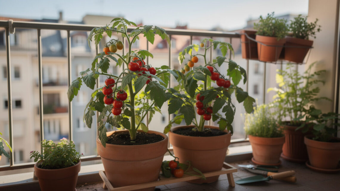 Planter des tomates cerises en pot sur un balcon